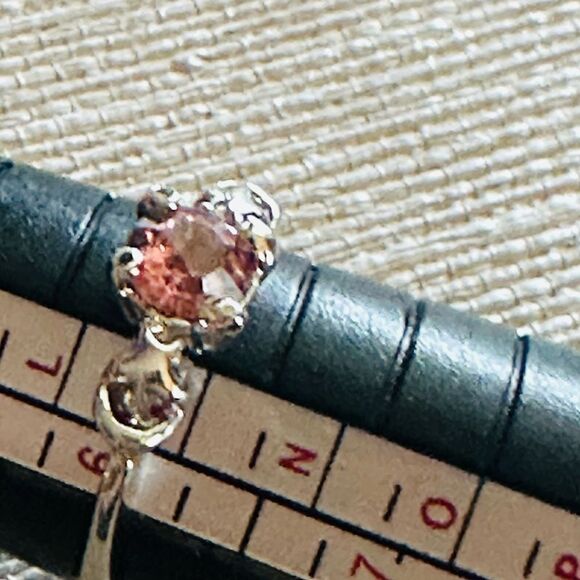 Silver Solitaire Ring with Pink Stone - Picture 2 of 4